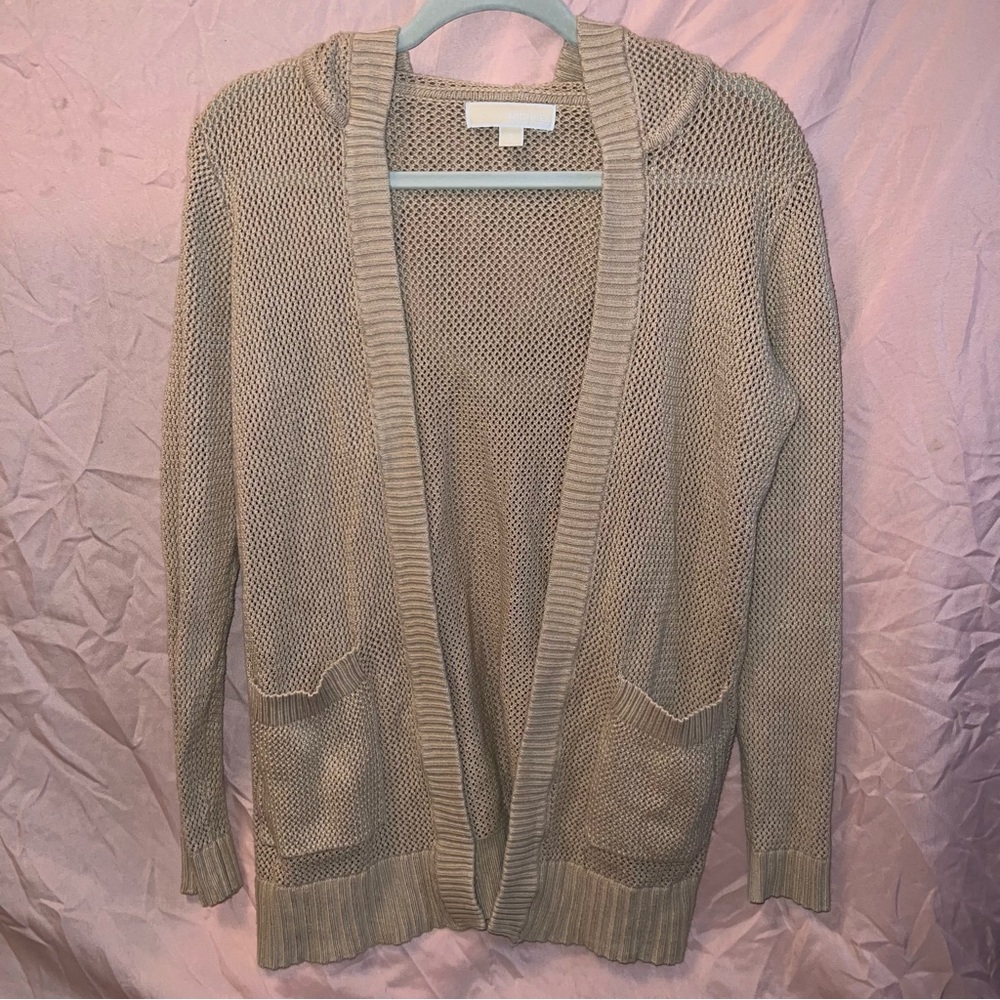 Michael Kors Open Front Knit Hooded Cardigan
